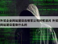 外贸企业网站建设选哪家公司好呢请问 外贸网站建设是做什么的