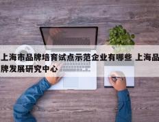 上海市品牌培育试点示范企业有哪些 上海品牌发展研究中心