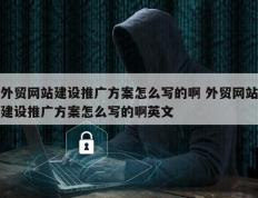外贸网站建设推广方案怎么写的啊 外贸网站建设推广方案怎么写的啊英文