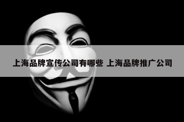 上海品牌宣传公司有哪些 上海品牌推广公司
