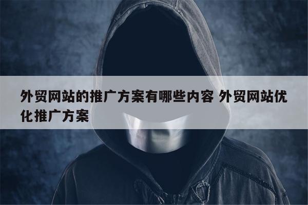 外贸网站的推广方案有哪些内容 外贸网站优化推广方案