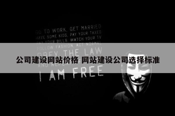 公司建设网站价格 网站建设公司选择标准