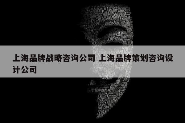 上海品牌战略咨询公司 上海品牌策划咨询设计公司