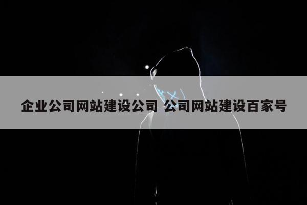 企业公司网站建设公司 公司网站建设百家号