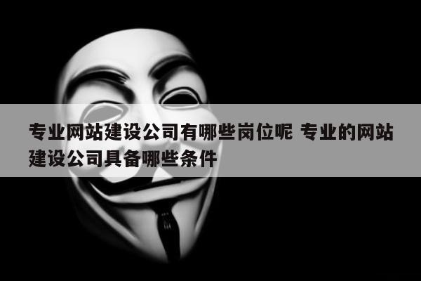 专业网站建设公司有哪些岗位呢 专业的网站建设公司具备哪些条件