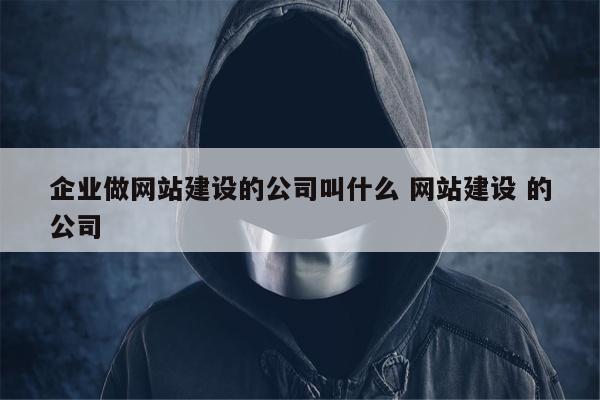 企业做网站建设的公司叫什么 网站建设 的公司
