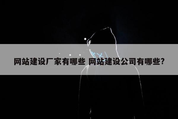 网站建设厂家有哪些 网站建设公司有哪些?