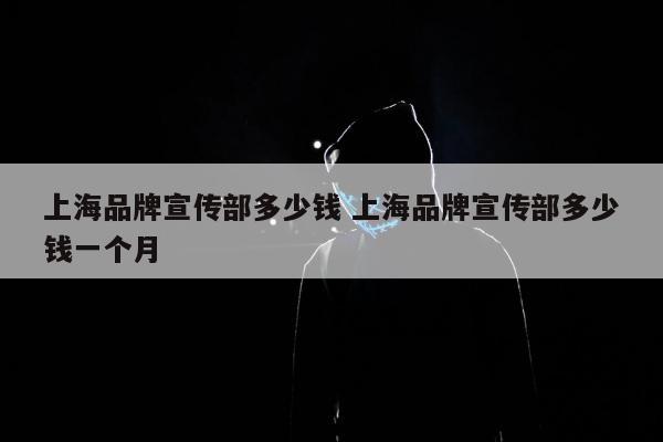 上海品牌宣传部多少钱 上海品牌宣传部多少钱一个月