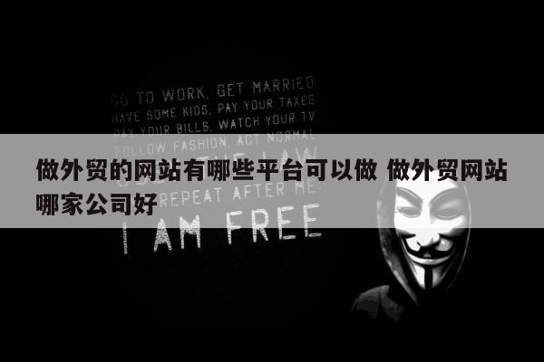 做外贸的网站有哪些平台可以做 做外贸网站哪家公司好